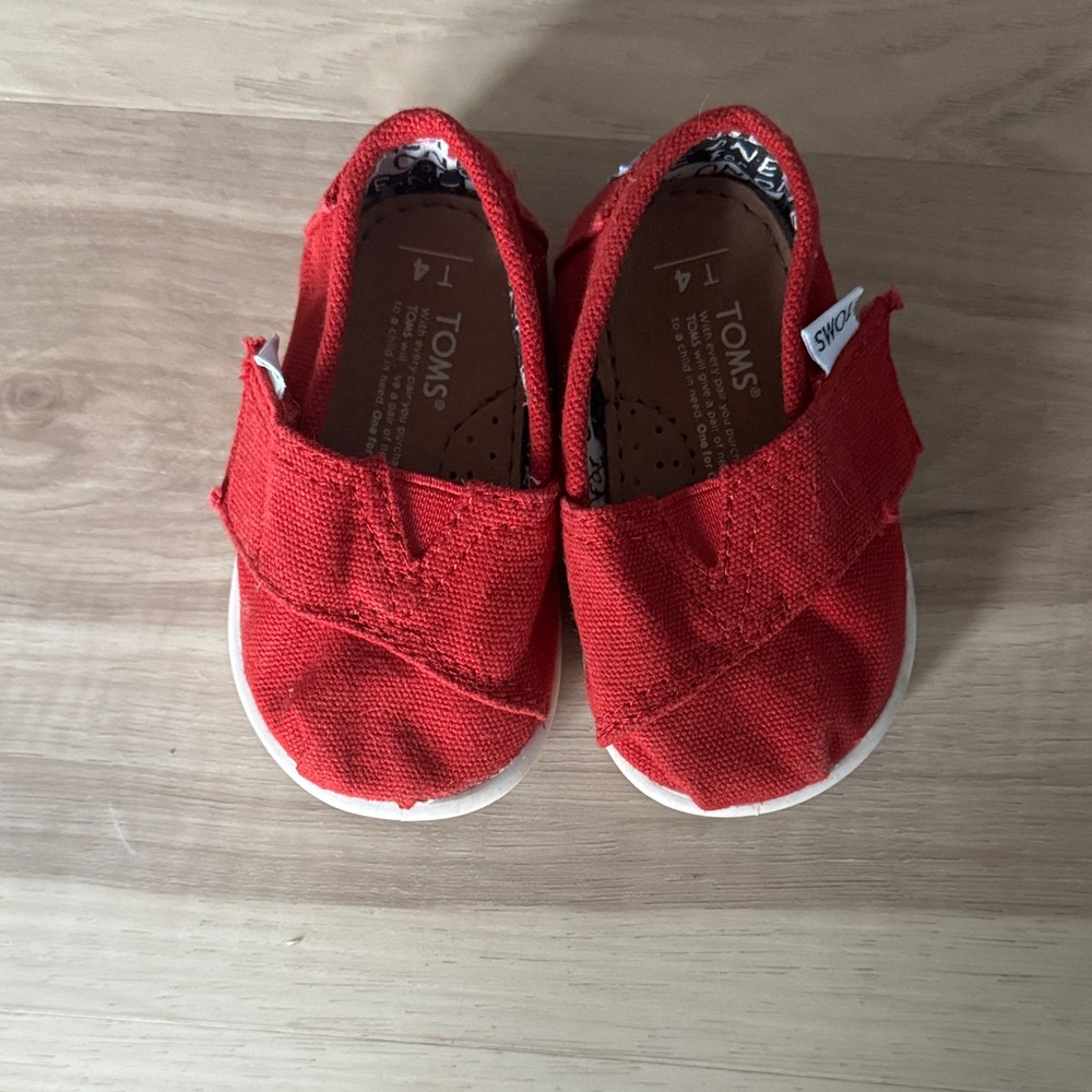 TOMS Kids Bright Red Canvas Walkers